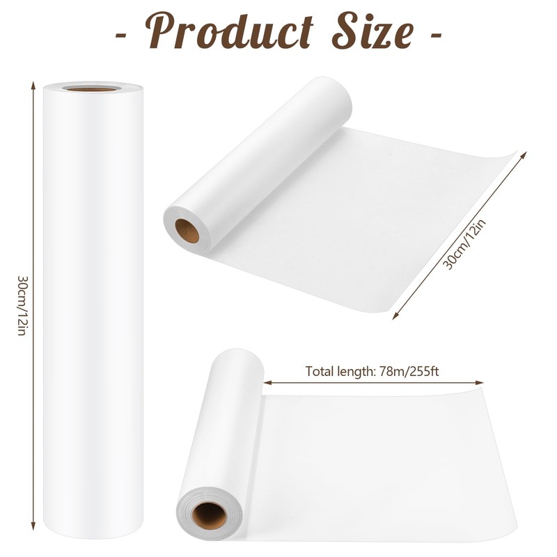 Tracing Paper Roll 30cm x 78m, White Trace Paper Pattern