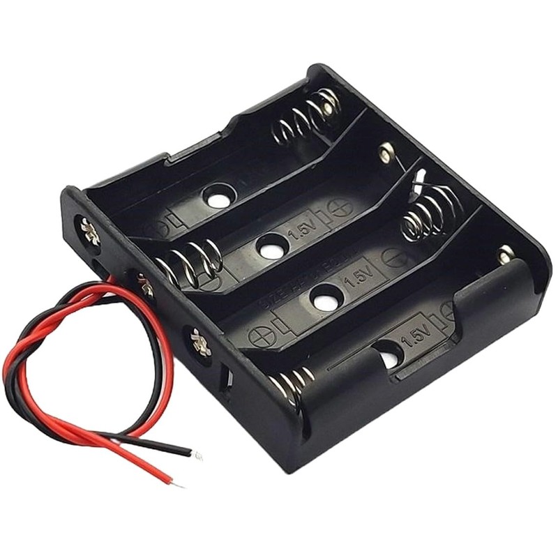 4 AA Battery Holder with Wire Leads (2-Pack), 6V Battery