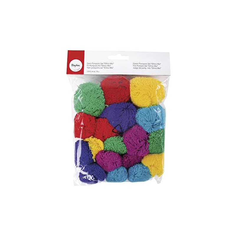 RAYHER Pompoms, Acrylic Assorted, 3.8+5 cm ø