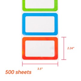 L LIKED 500 Stickers - 3.5" x 2.25"Colors Plain Name tag Labels with Perforated Line for School Office Home (Blank - 500 Labels)