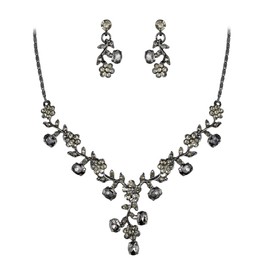EVER FAITH Women's Jewellery Set Austrian Crystal Wedding Leaf Vintage Necklace Earrings Jewellery Set, Crystal, Crystal