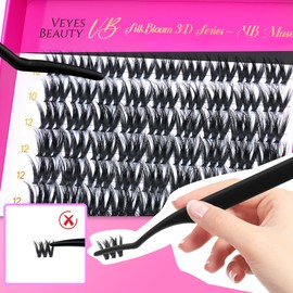 VEYESBEAUTY Eyelashes Cluster Lashes Kit 3D Individual Eyelashes False Eyelashes Wispy Lashes Eyelash Clusters (Vbmuse Kit, 10-18mm)