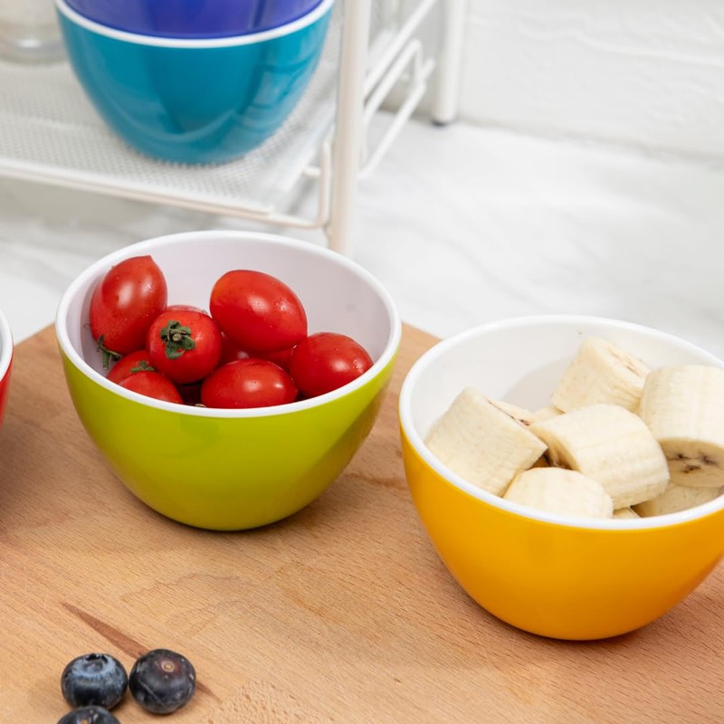 Bzyoo Set of 6 Small ColorPop Melamine Bowls, 4.25" 11.8