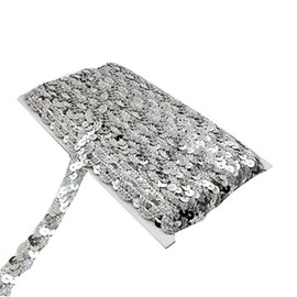 Yalulu 10 Metres Shiny Braided Decorative Ribbon Sequin Ribbon Glitter Border Made of Decorative Ribbon Decorative Ribbon Gift Ribbon Border Ribbon Cord Ribbon Sewing DIY Craft Projects (Silver)