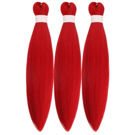 Braiding Hair Pre stretched Red Prestretched Braiding Hair for Black Women 16 inch Kids Ez Braid Twist Braiding Hair Knotless Synthetic Colored Hypoallergenic Hair extensions