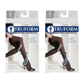 Truform Compression 8-15 mmHg Sheer Thigh High Stockings Beige, Medium, 2 Count (1764BG-M 2PK)