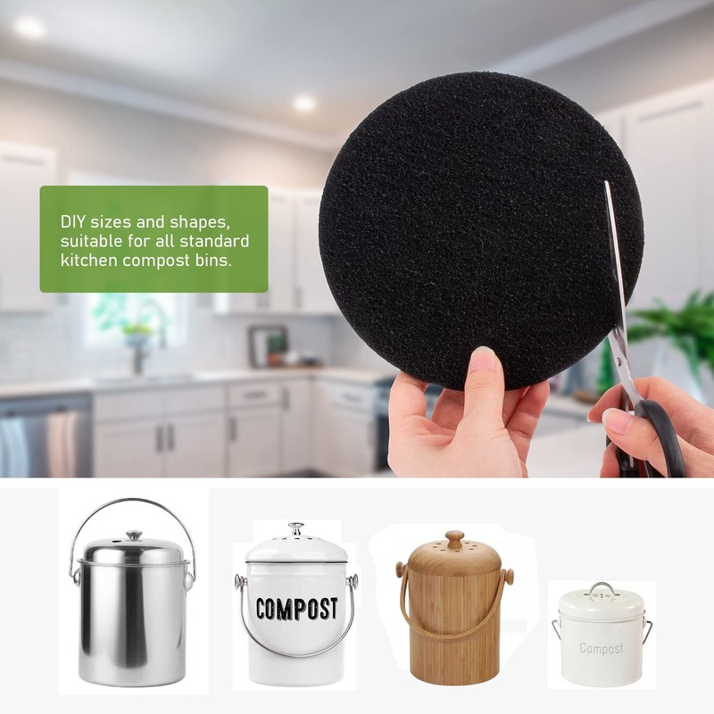 Charcoal Filters for Kitchen Compost Bin, 10 Pack Compost Filters