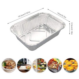 Olymajy Aluminium Foil Food Containers, Disposable Foil Pan, 25 Pcs Large Aluminium Foil Trays with Transparent Lid, 850ml Aluminium Foil Food Containers for Baking, Roasting, Cooking