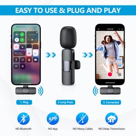 RICCHI 2 Pack Wireless Microphone USB C for iPhone 15-16 Android Phone, Professional Type C Lavalier Microphone Mini Lapel Mic for Interview Recording Podcast Live Streaming Vlog YouTube