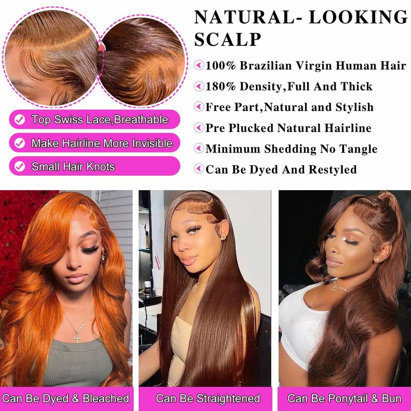 Chocolate Brown Lace Front Wigs Human Hair Body Wave 26