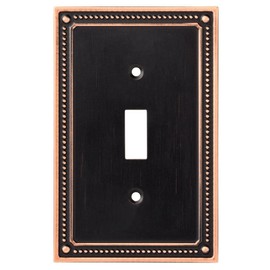 Franklin Brass Classic Beaded (1-Pack) Decorative Light Switch Cover Bronze w/Copper HighDecorative Lights 2-Gang Wall Plate Double Switch/Toggle Plate Covers Electrical Outlet Covers W35061-VBC-C