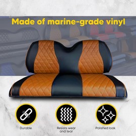GCGC EZGO TXT/RXV & Club Car DS Front & Rear Seat Covers | Diamond Stitching | Black&Brown |