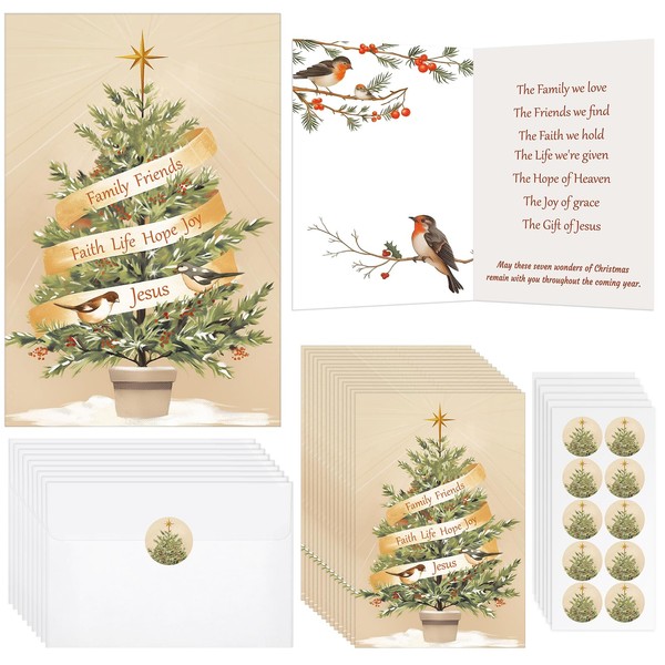 Zhanmai 150 Sets Christmas Cards with Envelopes & Stickers 150