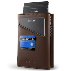 DAPARA Slim Wallet with Coin Compartment & RFID Protection - Slim Wallet Men - Card Wallet Men - Credit Card Holder Men - Smart Wallet Men & Women, Leather Brown - Espresso, Minimalist
