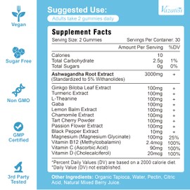2 Pack Ashwagandha Gummies with Turmeric GABA Mood Energy and Immune Support, Mixed Berry Flavor 120 Cts