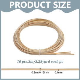 FREEBLOSS 10 Rolls Bamboo Strips for Weaving 0.12inch x 9.8ft Wicker Repair Kit 0.4mm Thick Bamboo Strips for Basket Making for DIY Crafts