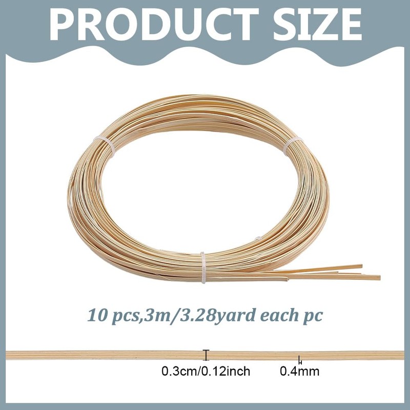 FREEBLOSS 10 Rolls Bamboo Strips for Weaving 0.12inch x 9.8ft