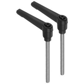 QUARKZMAN 2 Pieces Clamping Lever Handles, M6 x 80mm, 304 Stainless Steel Threaded Bolts, Adjustable Handles, Lockable Quick Release Ratchet Push Button Bolt Buttons, Black