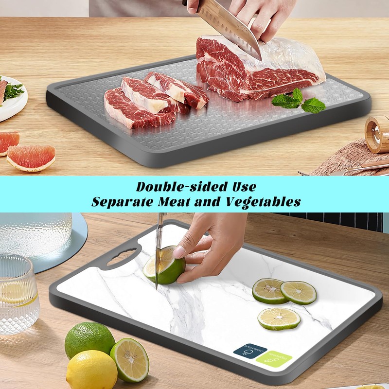 KimiDitt Stainless Steel Cutting Board, Double Sided Cutting Board with