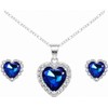 Conjunto de Collar, Dije y Aretes Plata 925 Corazón Azul