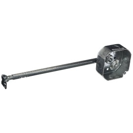 Hubbell Raco 4 in. Octagon Box, Drawn, 1-1/2 in. Deep, Seven 1/2 in. KO's, Raised Ground, and Bar Hanger, Gray (324)