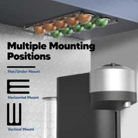 GALVANOX Wall Mounted Holder for Nespresso Vertuo Pods Organizer, 10 Capsule Stick On with Adhesive Backing - Low Profile Vertuoline Wall Mount, Under Cabinet (Clear Acrylic)