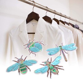 4 Unids Lentejuelas Parches, Insectos Parches Adhesivos Bordados Aplique Coser Etiqueta DIY Decoración Ropa Artesanía Accesorios para Chaquetas Mochilas Jeans Ropa