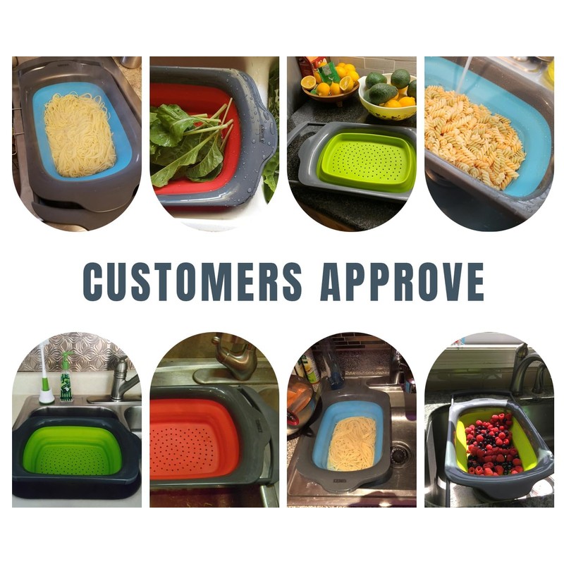 XL Large Kitchen Strainer by Comfify - Collapsible Silicone Over