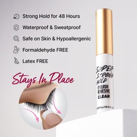 i•ENVY Super Strong Hold Eyelash Adhesive, Waterproof, 48-Hour Long-Lasting Lash Glue, Latex-Free, Hypoallergenic, Quick-Drying with Brush-On Applicator for Strip Lashes (Clear, 3 Pack)