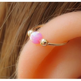 Pink Opal Cartilage Earring Hoop - 14k Gold Filled Cartilage Earrings ring,Opal Helix piercing Hoop
