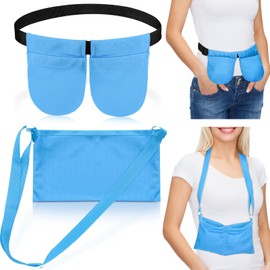 Mastectomía - Bolsa de drenaje con bolsa de ducha, soporte de drenaje ajustable para mastectomía, cinturón de drenaje de pecho para mastectomía, reducción de pecho, aumento, recuperación de apoyo, kit de cuidado del paciente (azul)