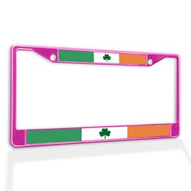Fastasticdeals Metal Insert License Plate Frame Ireland Flag- Shamrock Flag Weatherproof Car Accessories Hot Pink 2 Holes Solid Insert