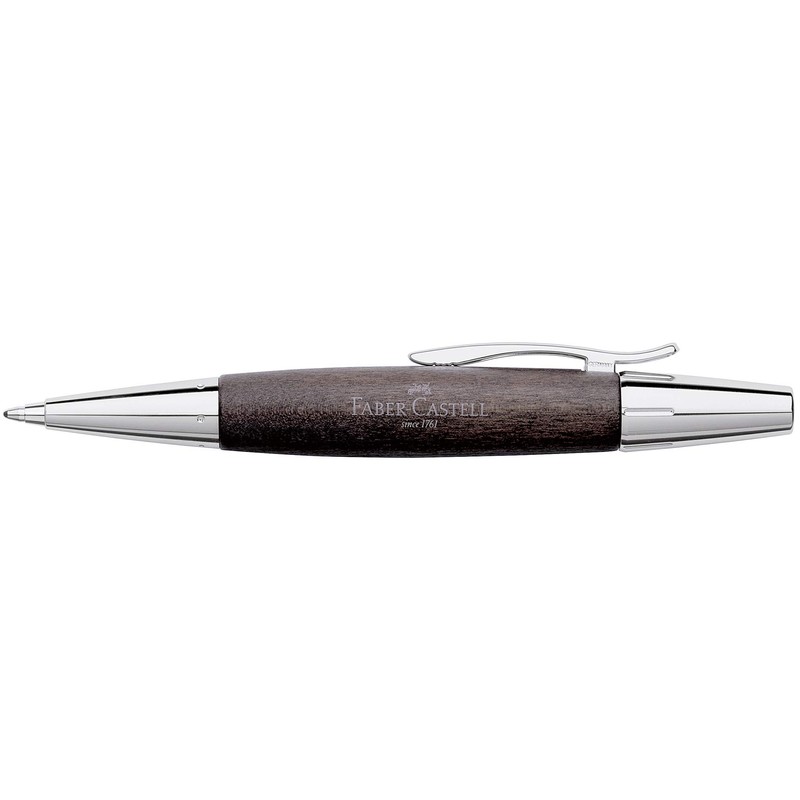 Faber Castell 148383 - E-Motion Twist Chrome/Wood Black Ballpoint Pen