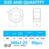 90pcs M8-1.25 Hex Nuts, 304(A2-70) Stainless Steel Hardware Nuts,Standard Metric