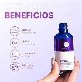 MIST JEWEL - RENEW - Serum Facial Retinol (Vit A), Ácido hialurónico, Vitamina C, Vit E, B5, hidratante y reparador | Suero para hombres y mujeres Ant