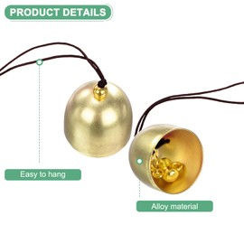 M METERXITY 2-Pack Hanging Bells, Small Decorative Bells Wind Chimes Vintage Bell Jingle Bells for Christmas/Home/Window/Door/Garden Decor, Hanging Bell Pendant [Gold, Coffee]