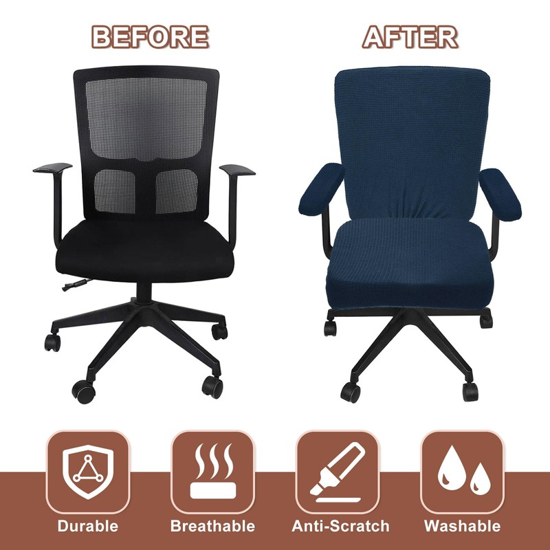 sourcing map Office Chair Covers, Stretchable Rotating Chair Slipcover Desk