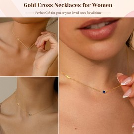 Baptism Gifts for Women Girls September Birthday Gifts for Women Dainty Gold Cross Necklace with Birthstone Confirmation Gifts for Teen Girls 14K Gold Plated Christian Religious Jewelry