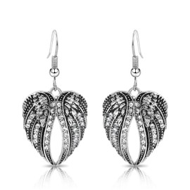 BESHEEK Rhinestone Ornate Wing Earrings. | Handmade Hypoallergenic Boho Beach Gala Wedding Style Fashion Earrings