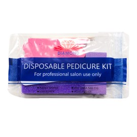 BNP Disposable 4-Piece Pedicure Kit Pumice Pad Wood Nail File 80/100 Grit Mini Buffer 80/100 Grit Wood Pusher Toe Separator Value Bundle Foot Nail Salon Home DIY Use Beauty Art