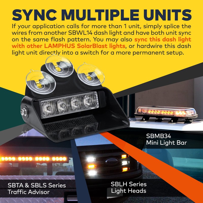 LAMPHUS SolarBlast SBWL14 4W RED White LED Emergency Dash Light