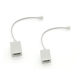JZK 2 Pcs RJ11 plug to BT socket, phone line adapter, telephone adaptor white, rj11 to bt adapter converter with ribbon cable