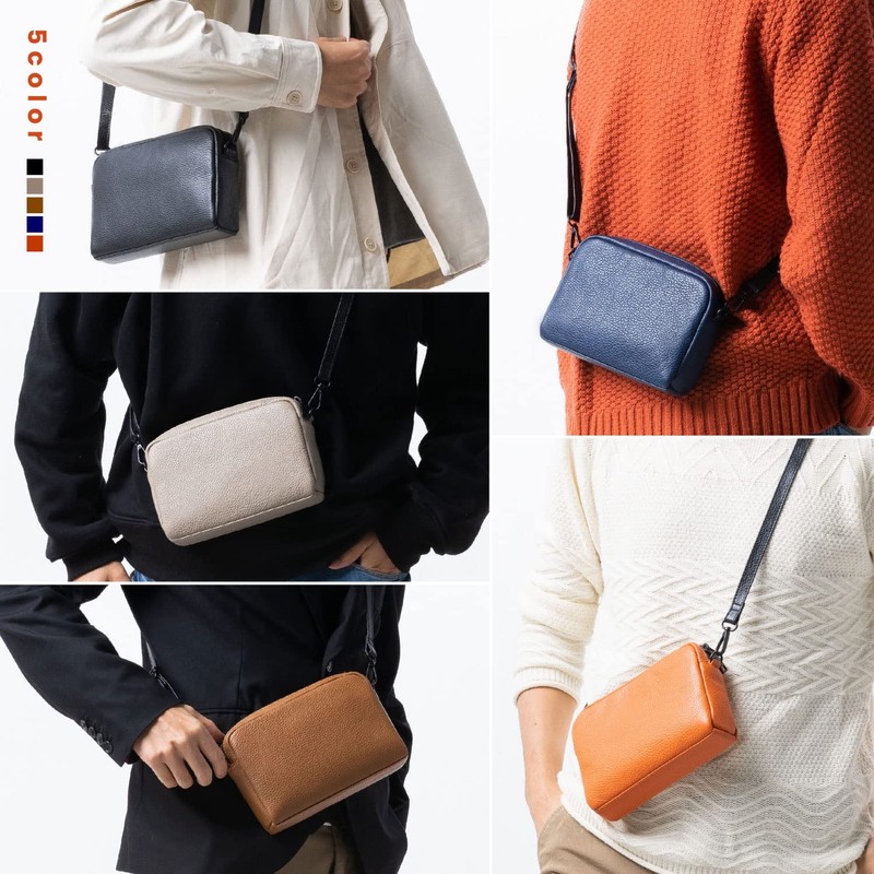 Mura Men's Full Grain Leather Mini Shoulder Bag with Skimming