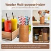 Yaellede Wooden Coffee Straw Holder Dispenser for Counter, Reusable Drinking
