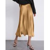 Zeagoo Womens Silk Midi Skirts Satin High Waist Zipper Skirt