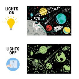 Mudpuppy Outer Space – 100 Piece Glow in The Dark Jigsaw Puzzle with a Fun Scene of Planets and Stars and Hidden Details in The Dark