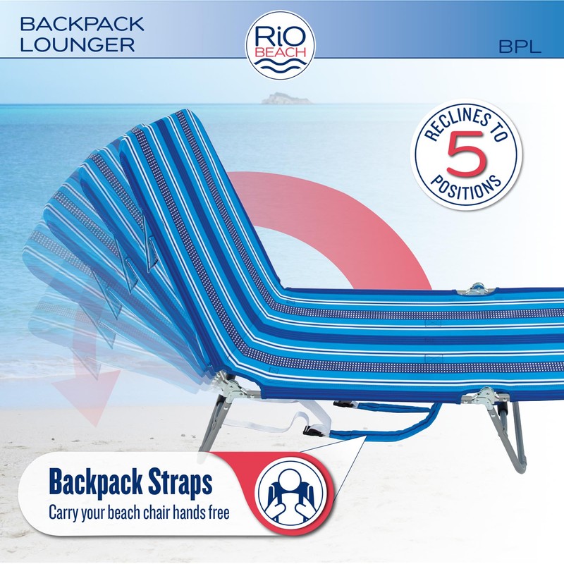 Rio Beach Portable Lay Flat Folding Backpack Beach Lounge Chair
