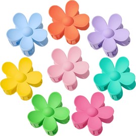Flower Hair Clips, 8PCS Large Claw Clips for Women Thick Thin Hair, Big Cute Matte Hawaiian Flower Hair Claw Clips for Women Girls Styling Gifts 8 Colors
