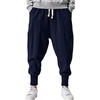 Mens Linen Harem Pants Lightweight Drawstring Elastic Waist Baggy Joggers