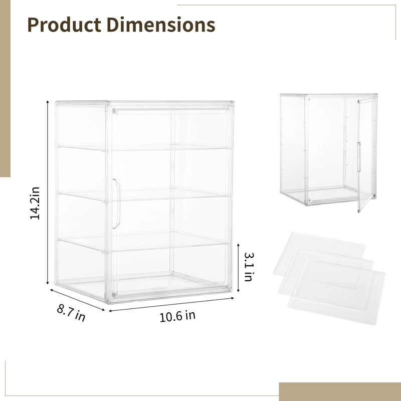 Homaisson Pastry Display Case, 4-Layer Adjustable Clear Bread Storage with